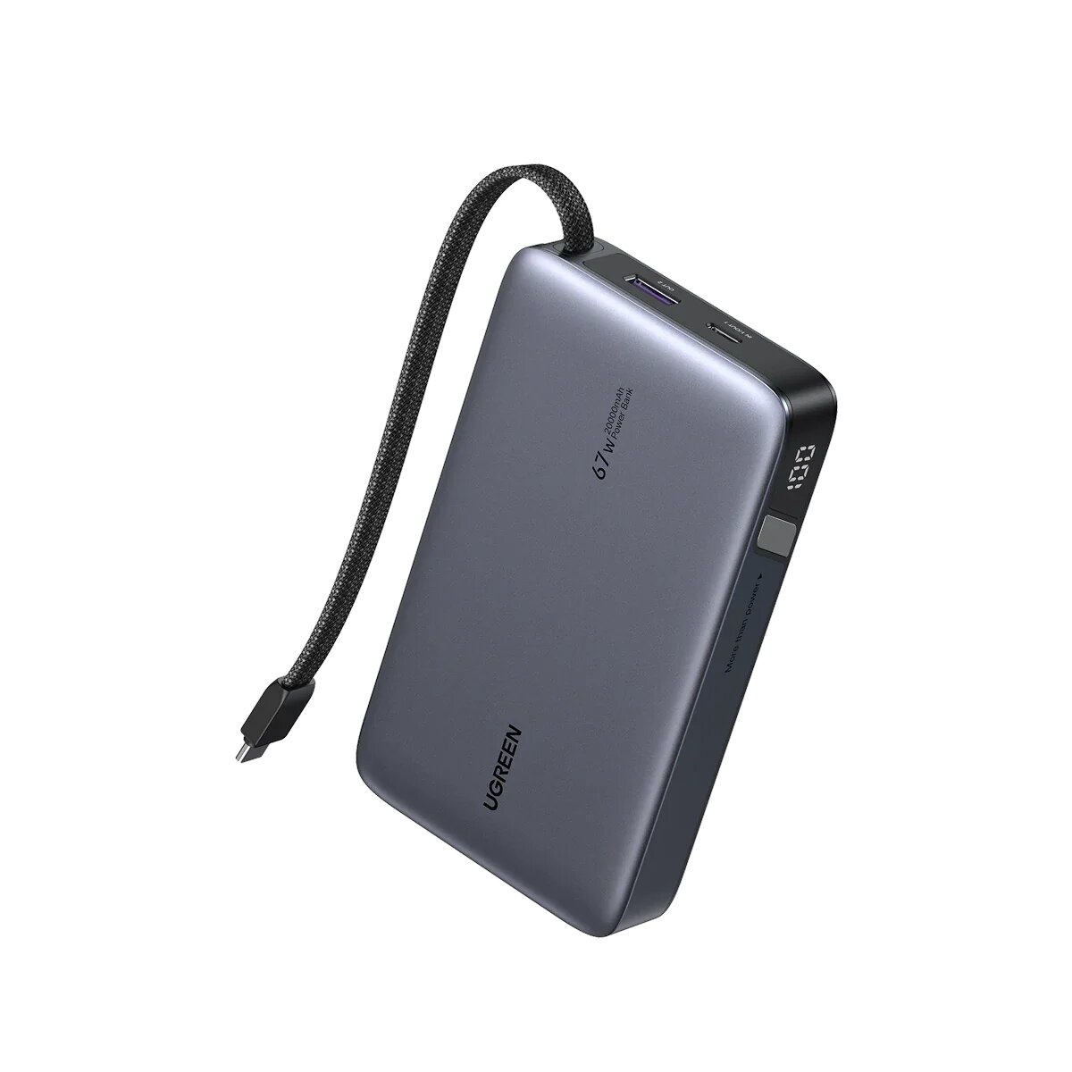 Imagem 0 de Power Bank Ugreen Nexode de 20 000 mAh, 67 W, com Cabo USB?C Incorporado