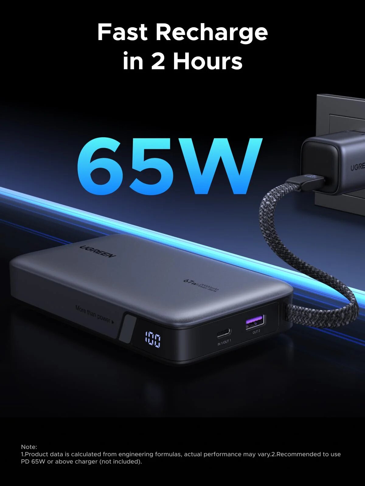 Power Bank Ugreen Nexode de 20 000 mAh, 67 W, com Cabo USB?C Incorporado 6