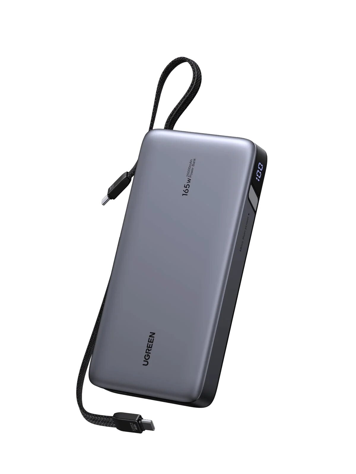 Imagem 0 de Power Bank Ugreen Nexode de 25 000 mAh, 165 W, 4 Portas, com 2 Cabos Incorporados