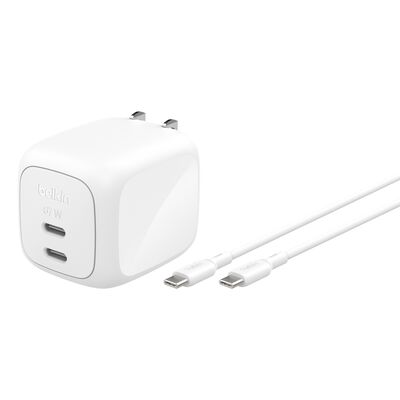 Imagem 0 de Carregador Dual Belkin 67W Dual USB-C PD +  Cabo  2m USB-C-C - Branco
