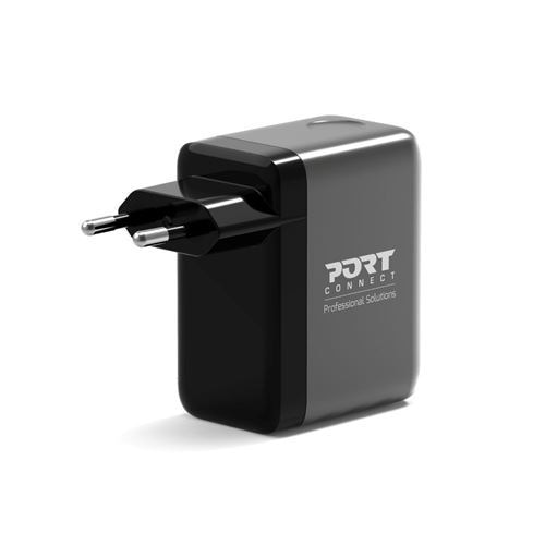 Carregador PORT GaN 2 × USB-C + 1 × USB-A, 70 W, Ecrã OLED, Inclui Cabo de 2 m - Preto 3
