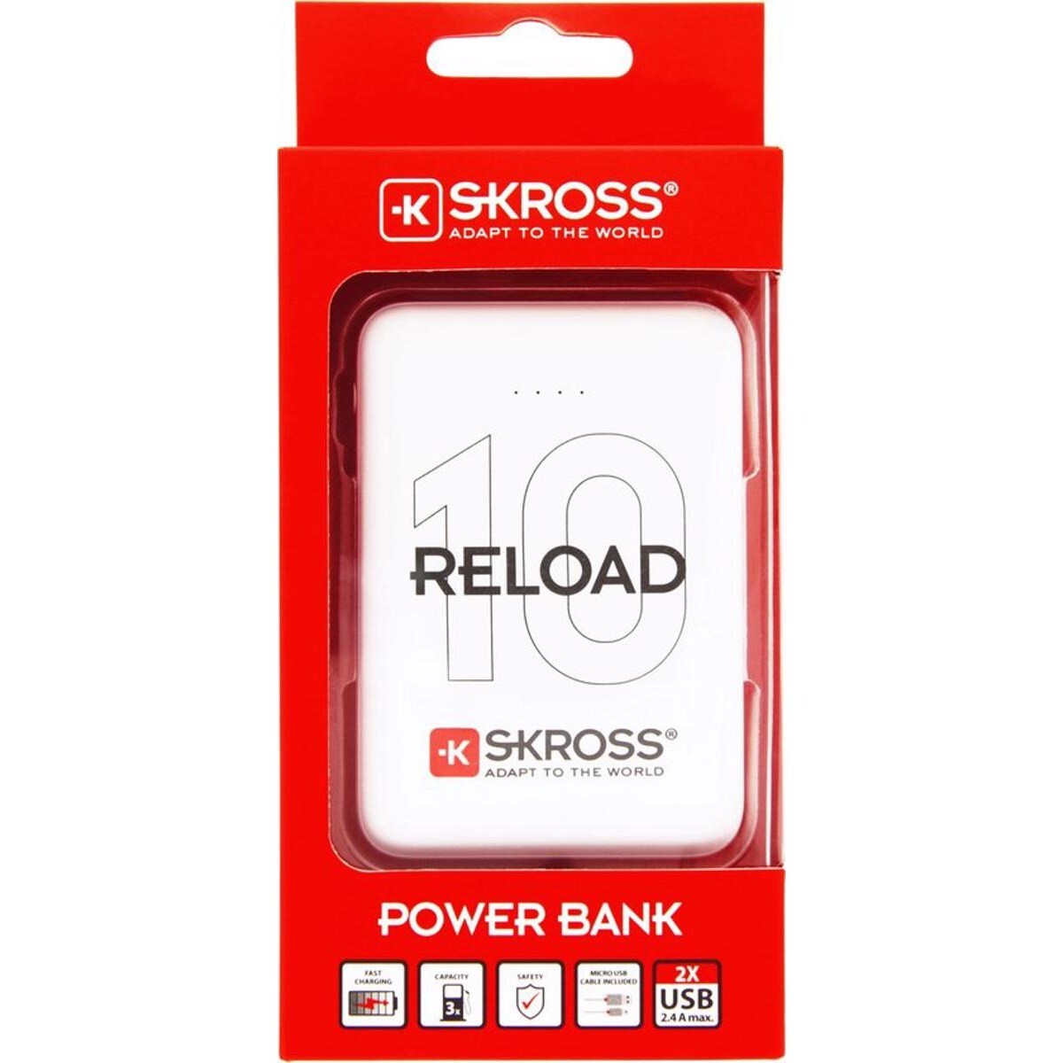 Powerbank Tamanho de Viagem Skross Reload 10, 10,000 mAh - Branco 2