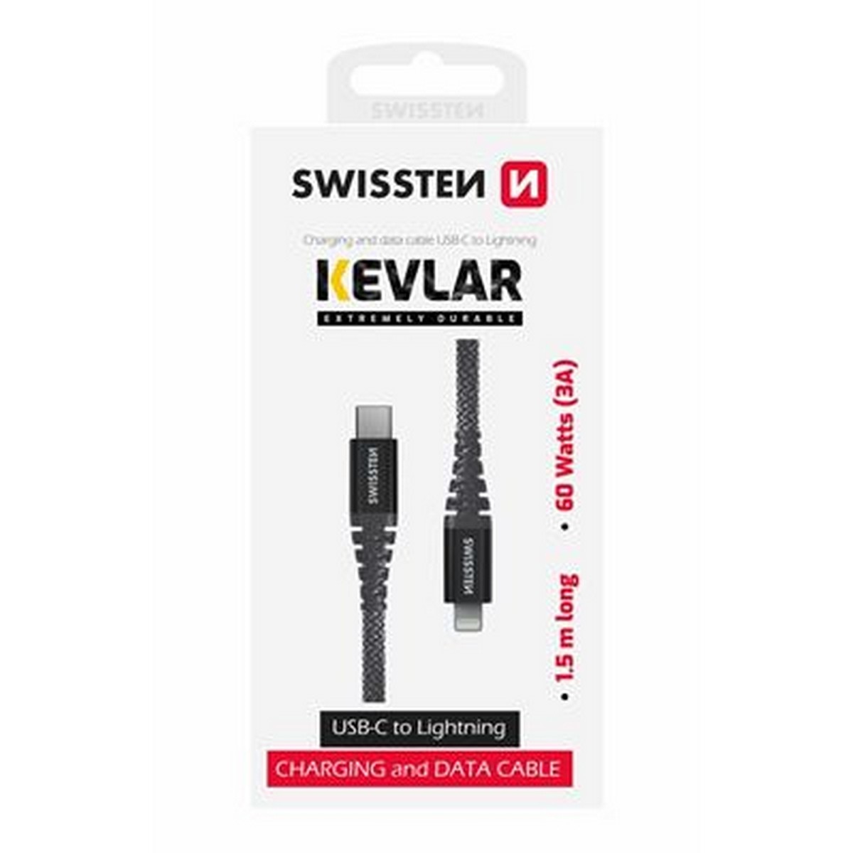 Cabo Swissten Kevlar USB-C - Lightning, 1.5 m - Antracite 2