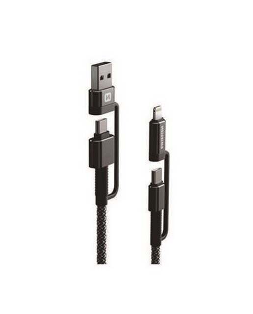 Cabo 4 em 1 Swissten Kevlar USB-C ,1.5 m - Antracite 1