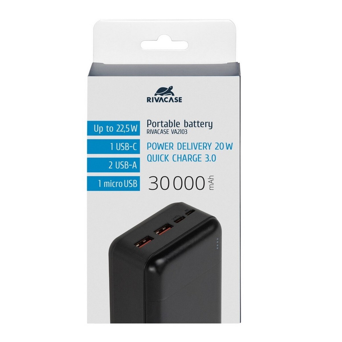 Powerbank Rivacase 30000 mAH 22,5W - Preto 10