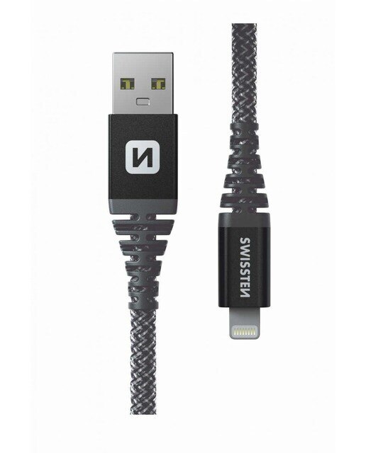 Cabo de Kevlar Swissten USB para Lightning 1,5m - Cinzento Antracite 1