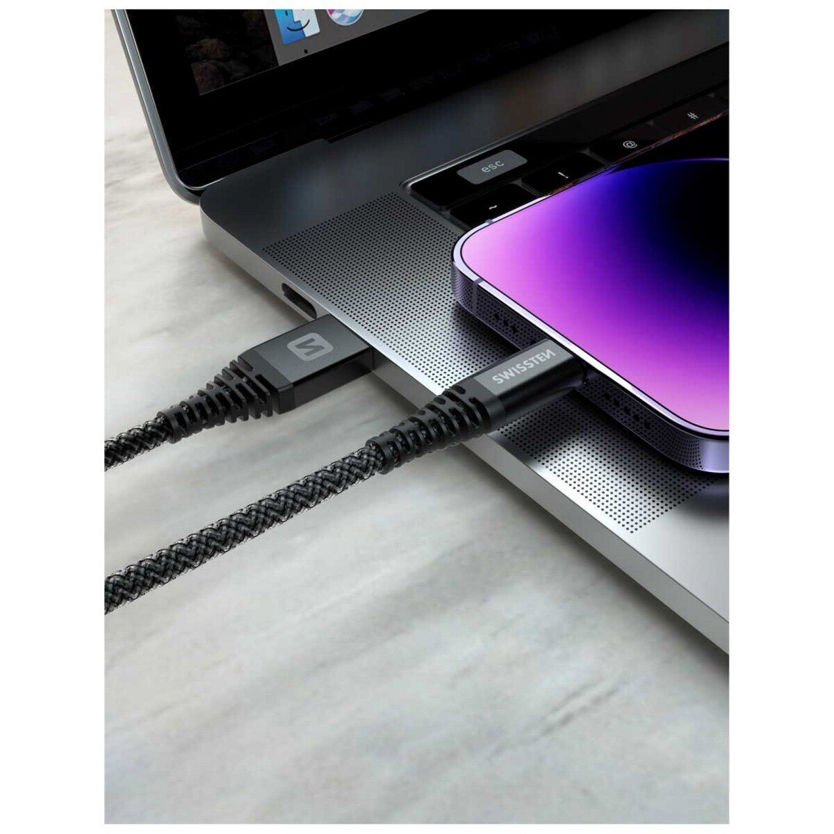 Cabo de Kevlar Swissten USB para Lightning 1,5m - Cinzento Antracite 4