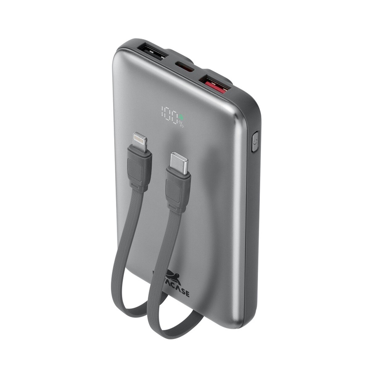 Powerbank Rivacase 10.000mAh com 2 Cabos embutidos LCD 30W 8