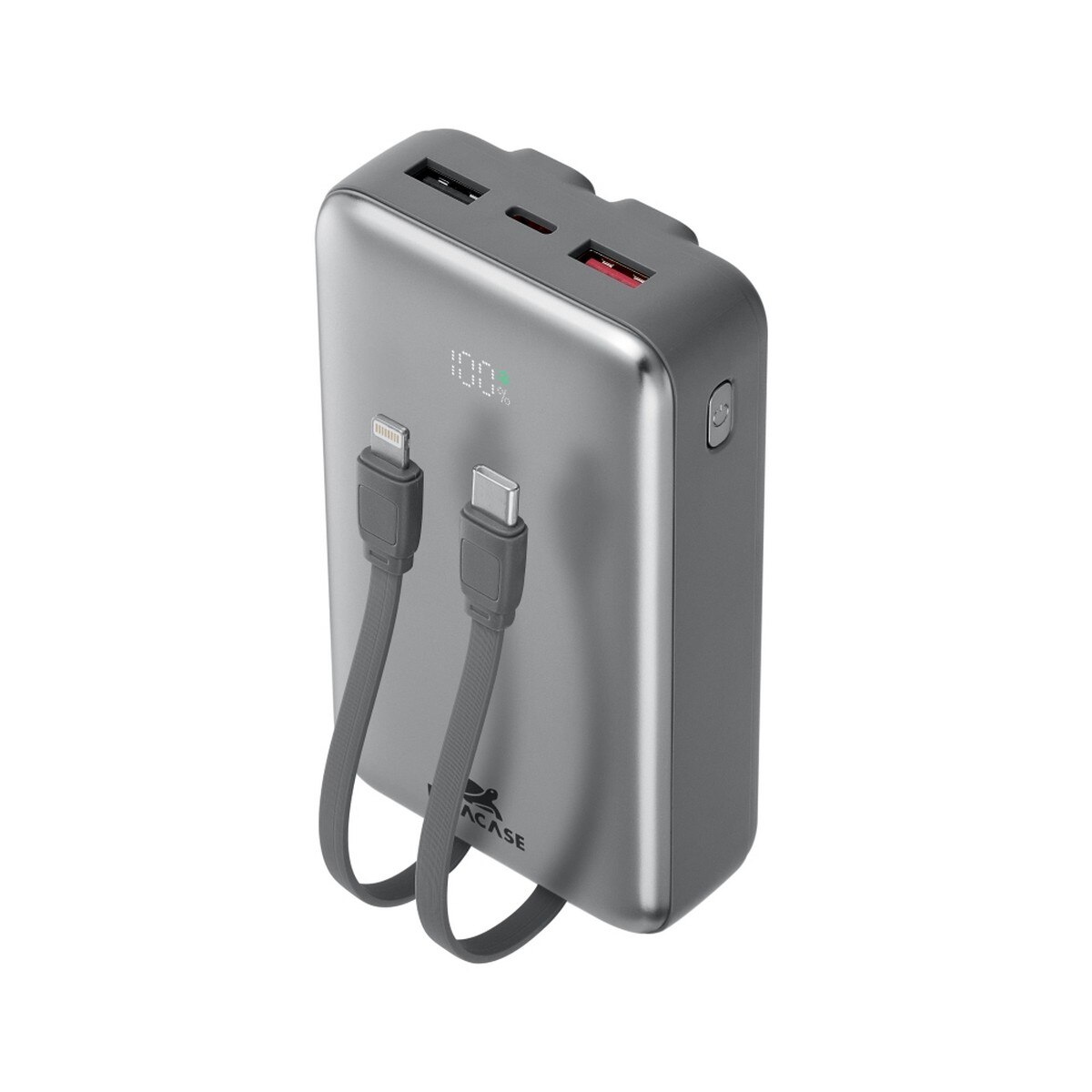 Powerbank Rivacase 20.000mAh com 2 Cabos Embutidos LCD 30W 8