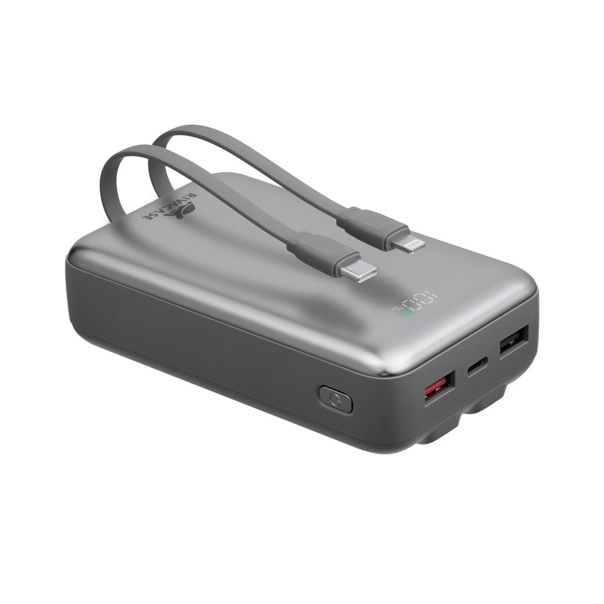 Powerbank Rivacase 20.000mAh com 2 Cabos Embutidos LCD 30W 9