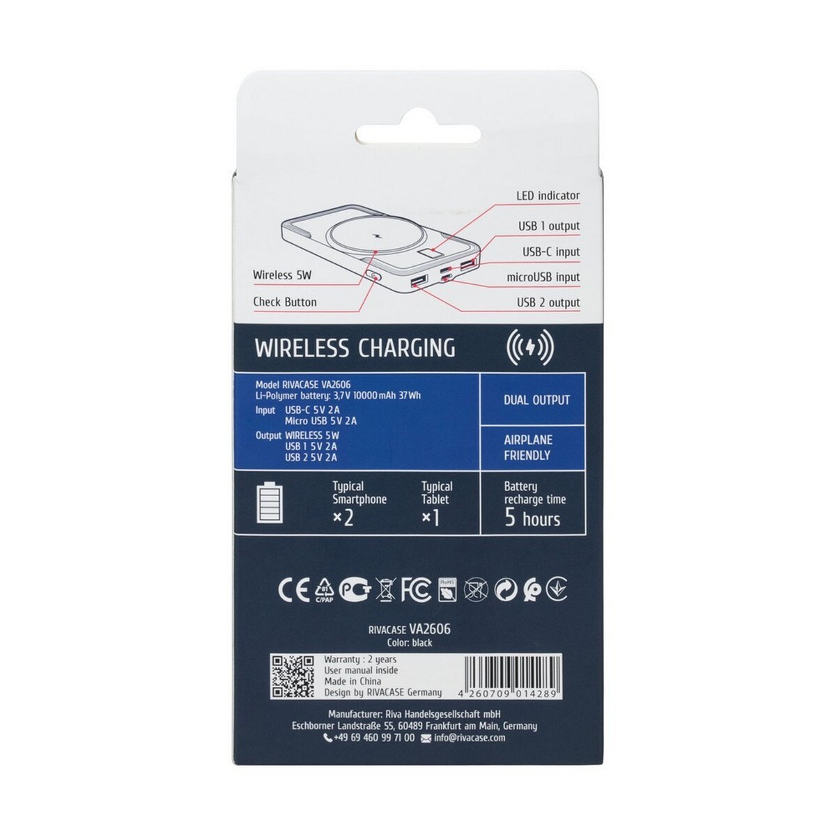 Powerbank Rivacase 10.000mAh Wireless 5W - Preto 16