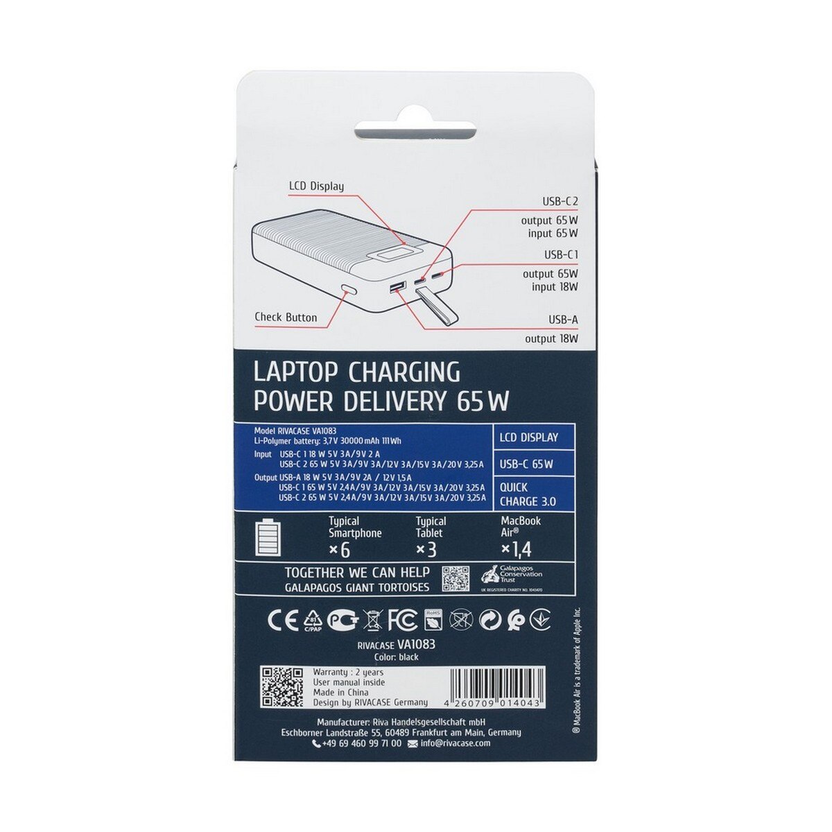 Powerbank Rivacase 30.000mAh - 65W Laptop Charger - Preto Preto-15