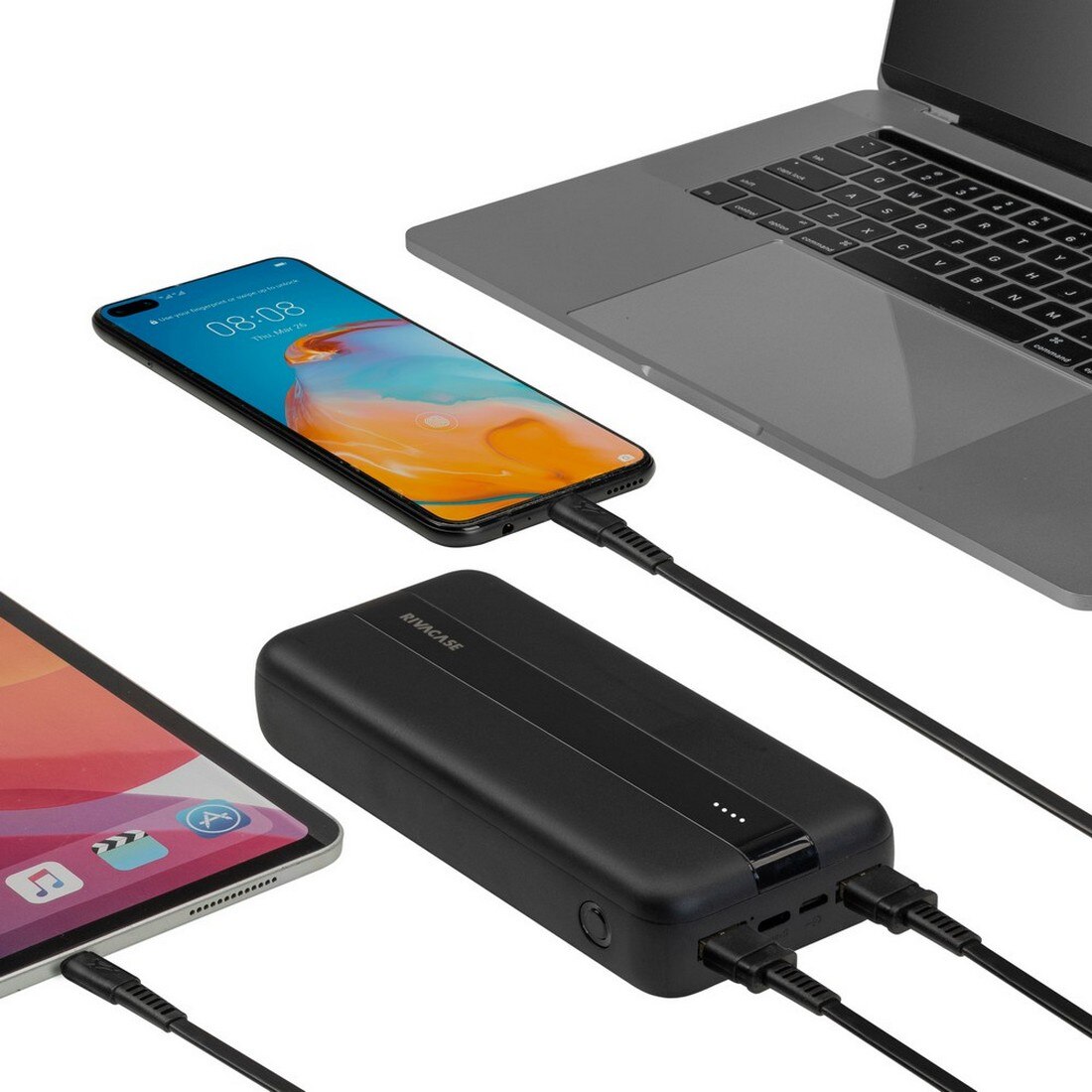 Powerbank Rivacase 10000 mAh) Bateria Portátil com Cabo Incluido - Preto Preto-9