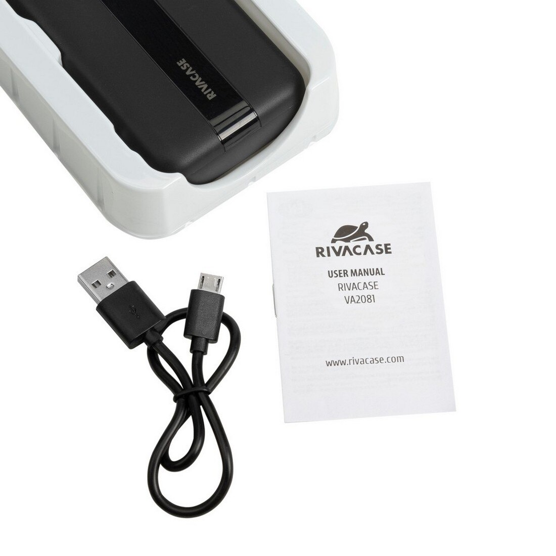 Powerbank Rivacase 10000 mAh) Bateria Portátil com Cabo Incluido - Preto Preto-10