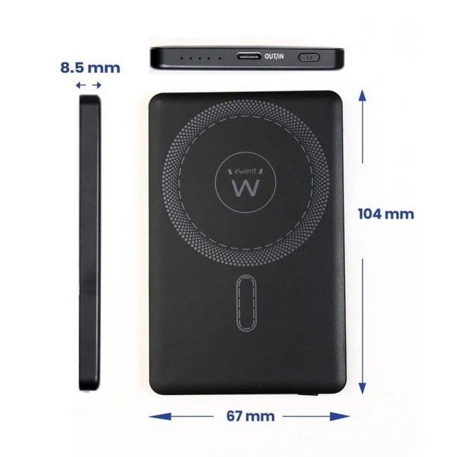 Powerbank Ewent EW1160 UltraSlim Magsafe 5000mAh 20W - Preto Preto-2