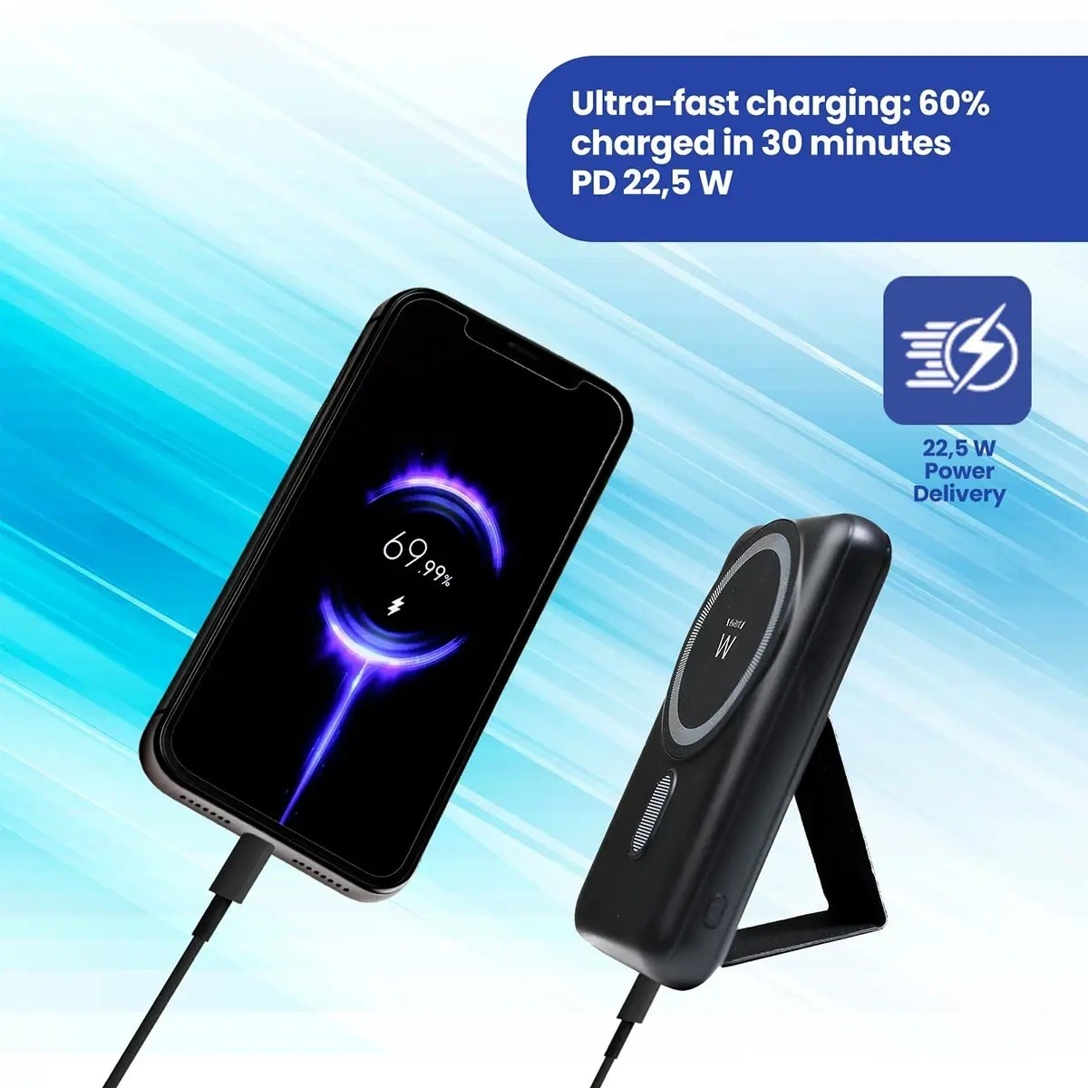 Powerbank Ewent EW1162 Wireless Magsafe 10000mAh 22,5W - Preto Preto-2