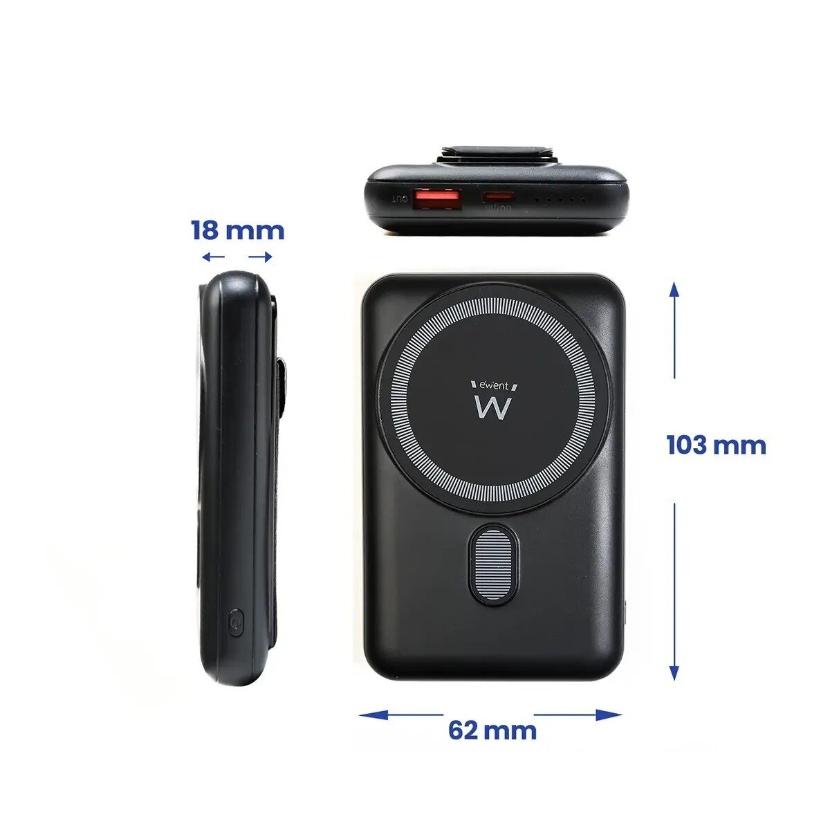 Powerbank Ewent EW1162 Wireless Magsafe 10000mAh 22,5W - Preto Preto-4