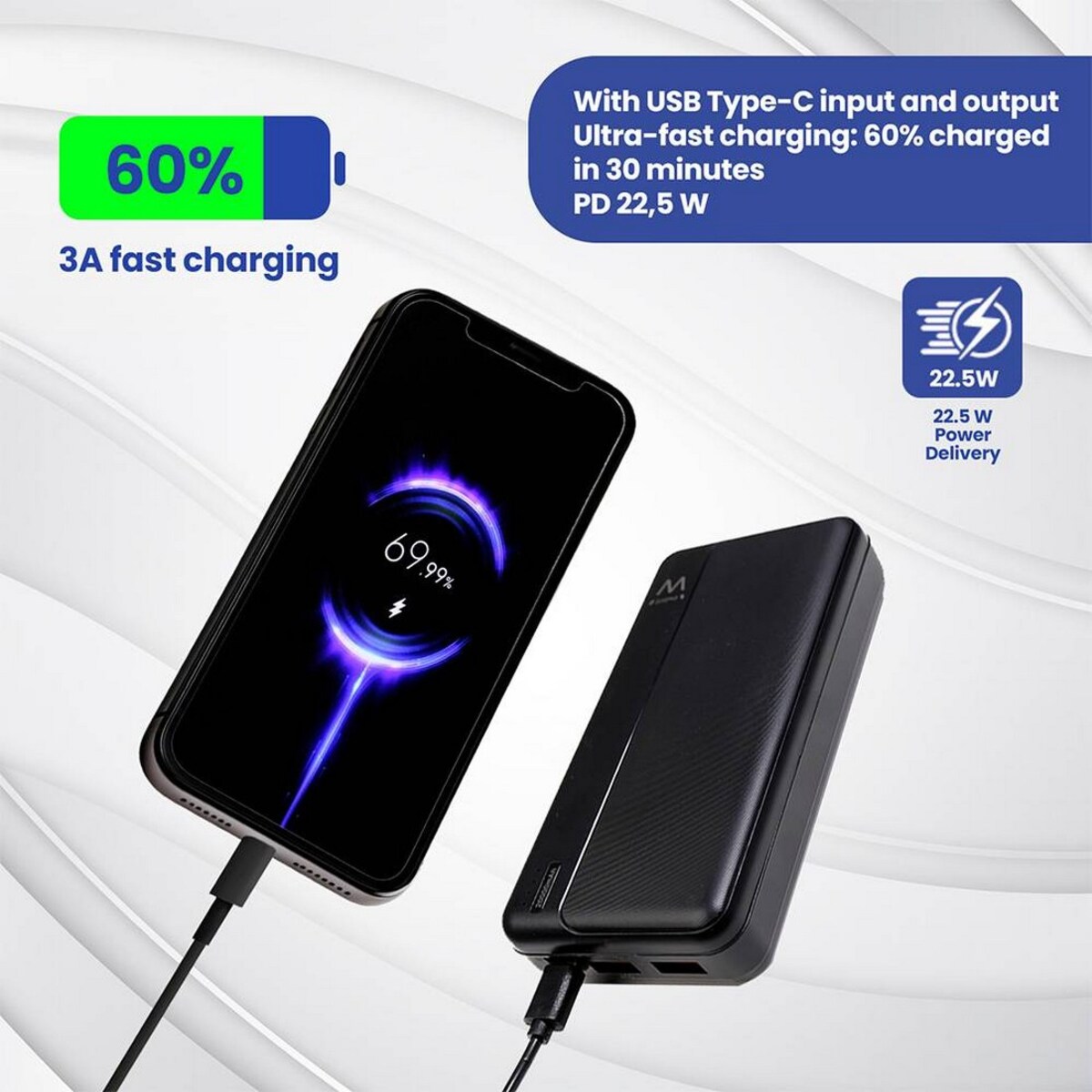 Powerbank Ewent EW1163 PD Quick Charge 20000mAh 22,5W - Preto Preto-4