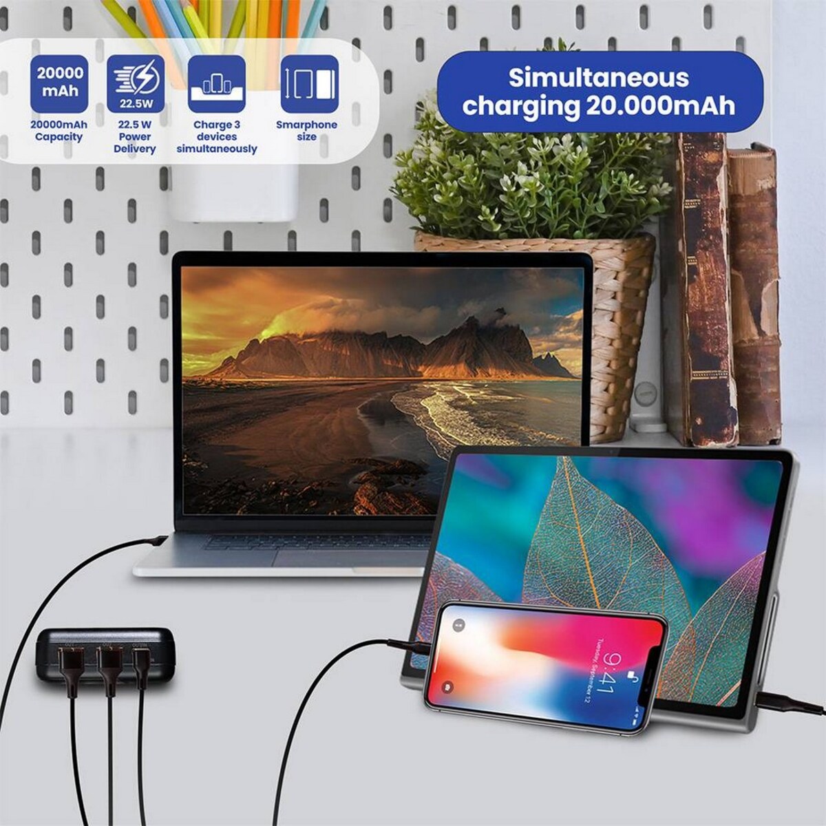 Powerbank Ewent EW1163 PD Quick Charge 20000mAh 22,5W - Preto Preto-6