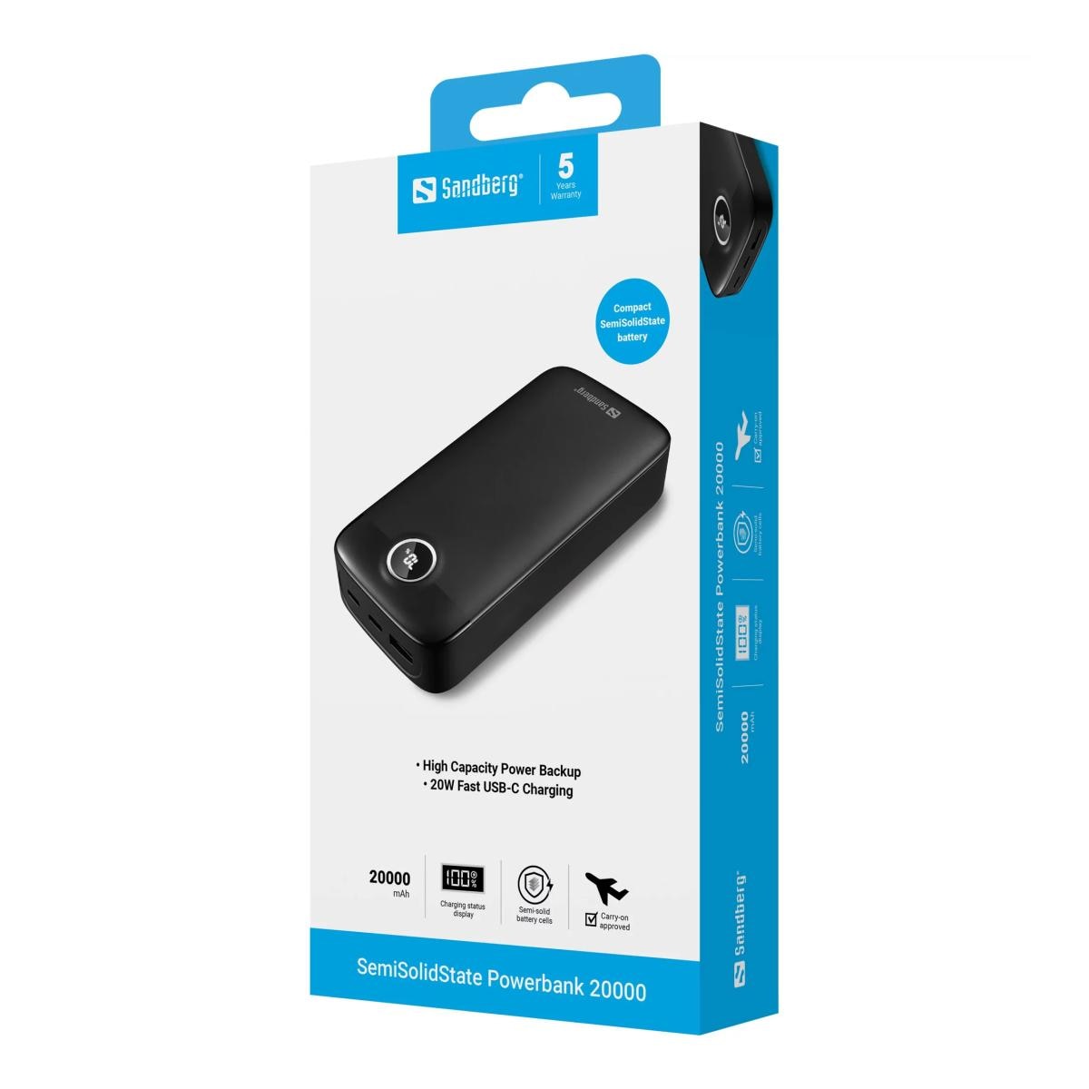 Power Bank Sandberg SemiSolidState 20.000 mAh 4