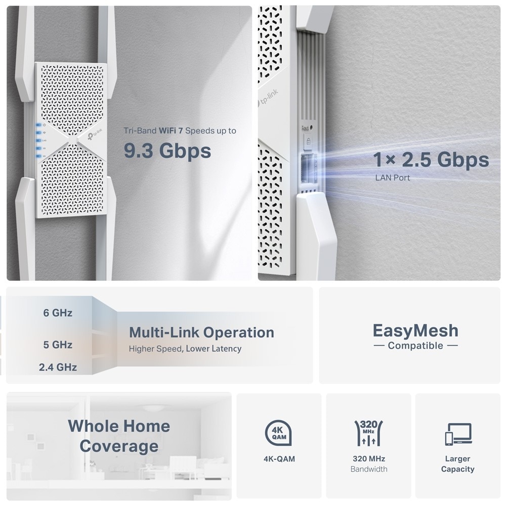 Extensor de Cobertura TP-LINK RE655BE para BE9300 Tri-Band Wi-Fi 7 Branco-3
