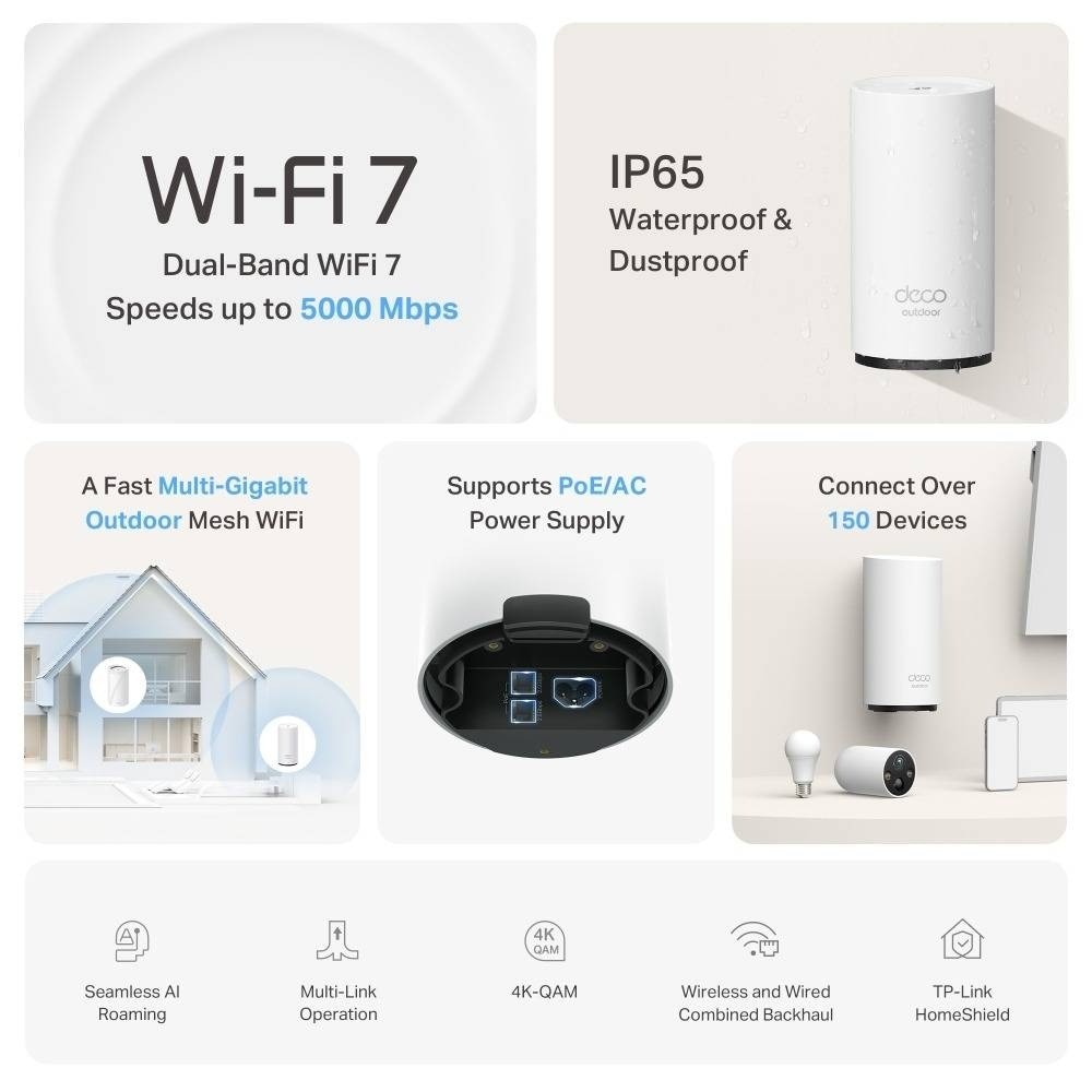 Sistema Mesh TP-Link Deco BE25-Outdoor BE5000 Dual-Band WiFi 7 2.5GbE - Pack-1 3