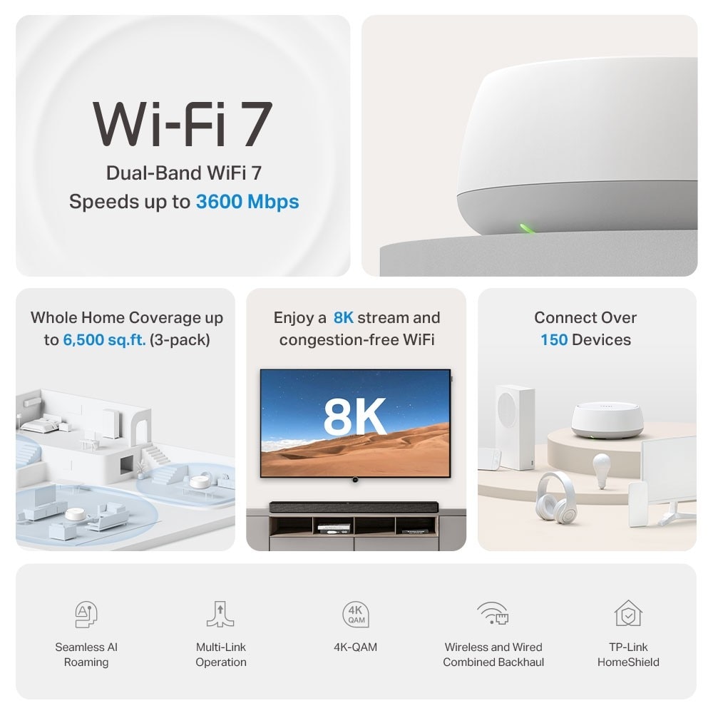 Sistema WiFi 7 TP-Link Deco BE22 BE3600 Mesh para Toda a Casa 3