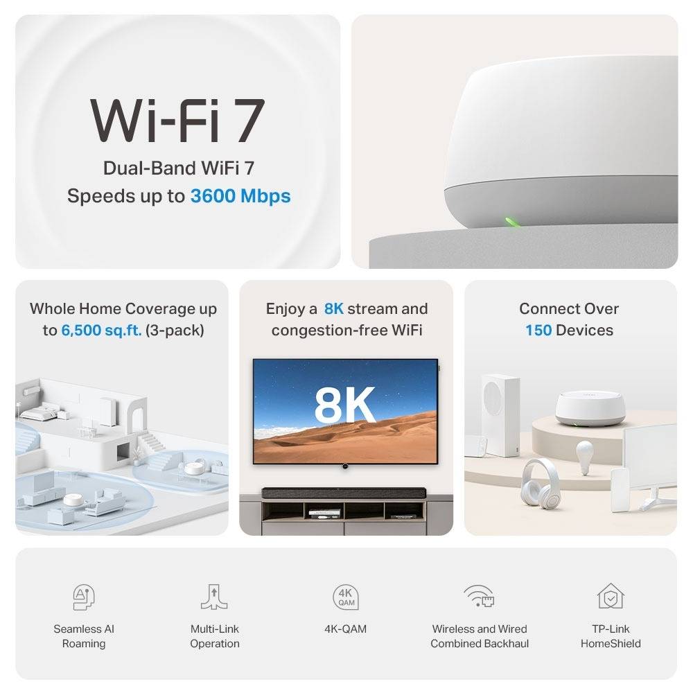 Sistema Mesh TP-Link Deco BE22 BE3600 Dual-Band WiFi 7 Gigabit Whole Home - Conjunto de 2 2