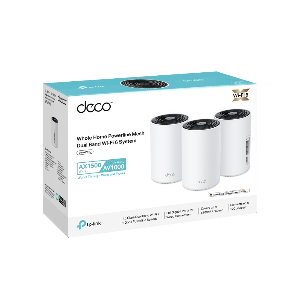 Sistema Wi-Fi TP-Link Deco PX10 AX1500 + AV1000 Whole Home Powerline Mesh WiFi 6 System - Pack 3 5