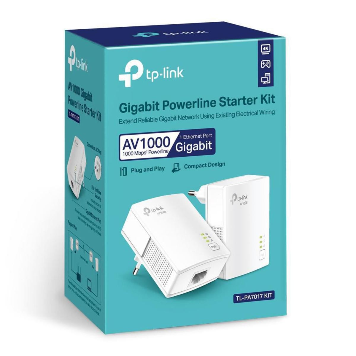 Powerline TP-Link TL-PA7017 AV1000 Gigabit, 2 Uni. - Branco Branco-4