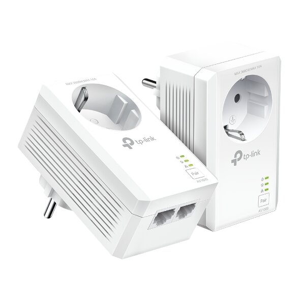 Imagem 0 de Kit Powerline AV1000 com 2 Portas Gigabit e Tomada Integrada (Pack de 2)