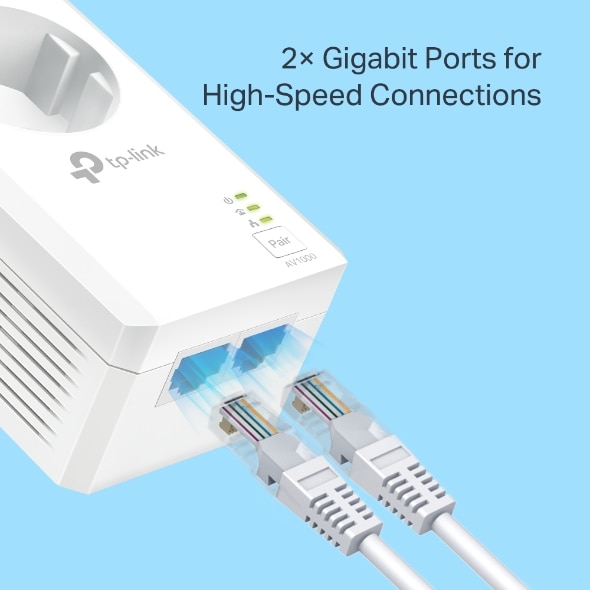 Kit Powerline AV1000 com 2 Portas Gigabit e Tomada Integrada (Pack de 2) 4