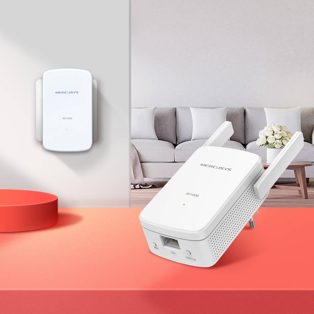 Kit Adaptador Powerline Mercusys MP510 KIT AV1000 Homeplug AV2 Gigabit Wi-Fi 300Mbps 4