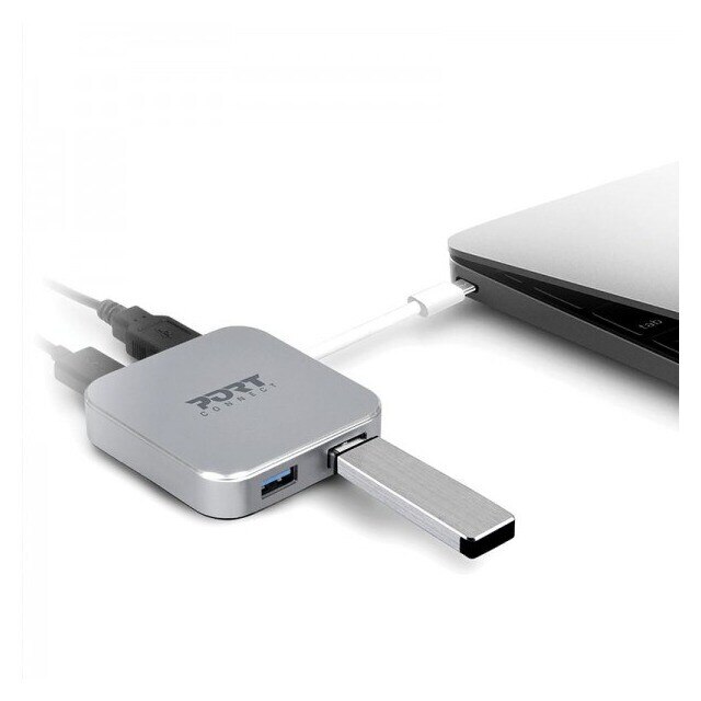 Hub Port 4 x USB Type-C Cinzento/Branco-2