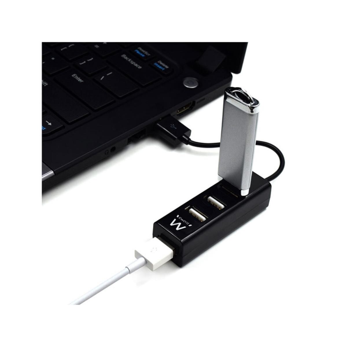 Mini USB 2.0 Hub 4 Portas - Preto 3