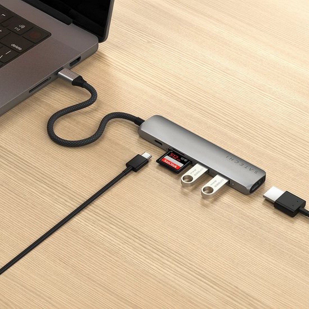 Hub Multiportas Satechi 6 em 1 USB-C Slim 10000 Mbit/s - Cinzento 5