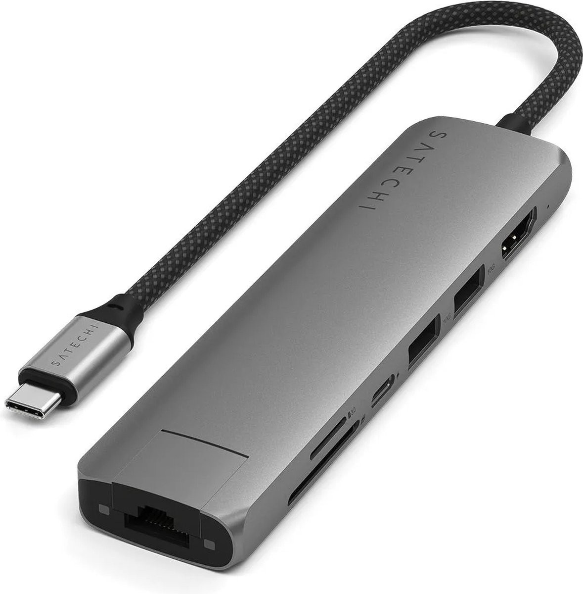 Imagem 0 de Hub Multiportas Satechi 7 em 1 USB-C Slim com Ethernet - Cinzento