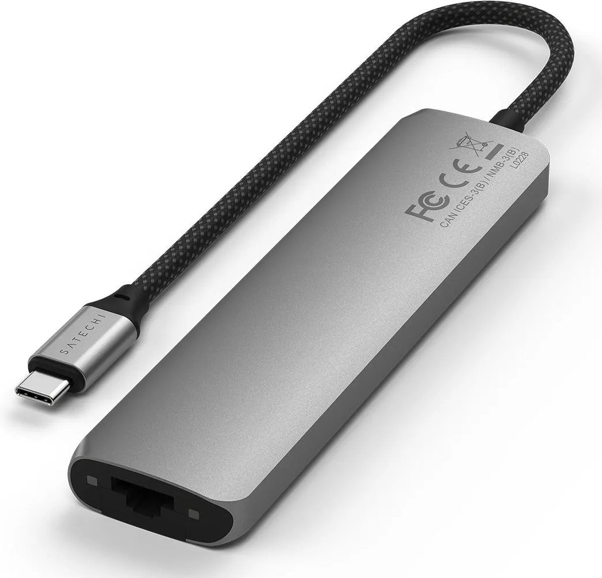Hub Multiportas Satechi 7 em 1 USB-C Slim com Ethernet - Cinzento 3