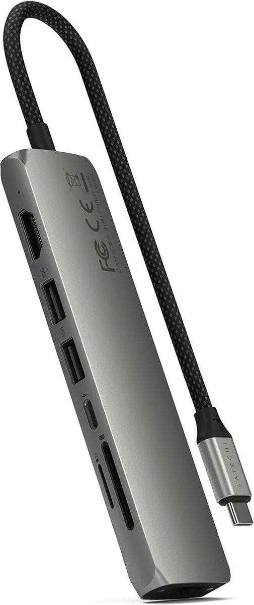 Hub Multiportas Satechi 7 em 1 USB-C Slim com Ethernet - Cinzento 5