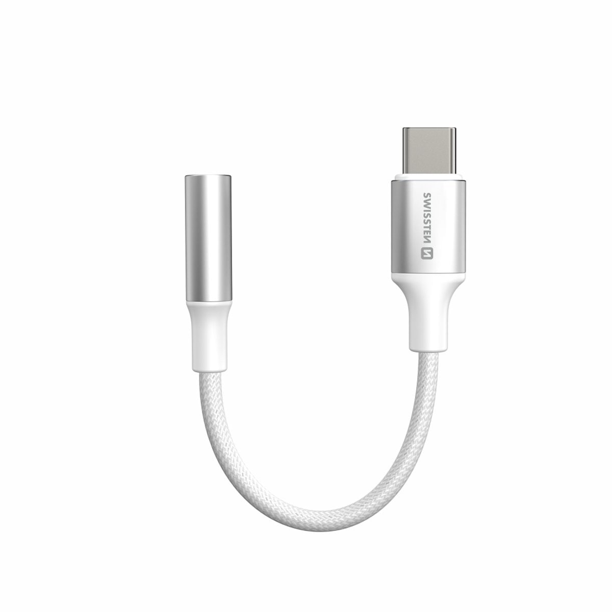 Cabo Swissten Têxtil USB-C Mini-Jack - Branco 1