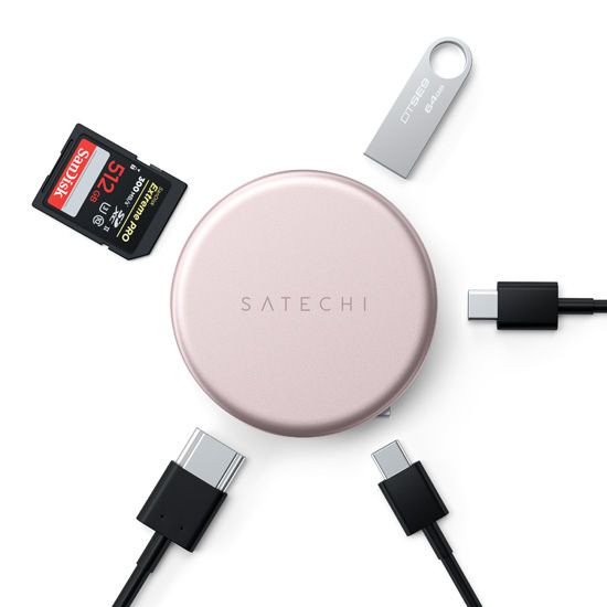 Adaptador Satechi OntheGo 5 em 1 Multiportas - Rosa Blush Blush-2