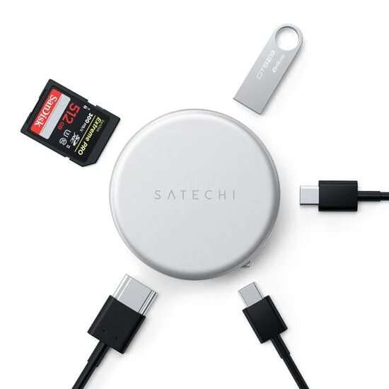 Adaptador Satechi OntheGo 5 em 1 Multiportas - Silver Silver-2