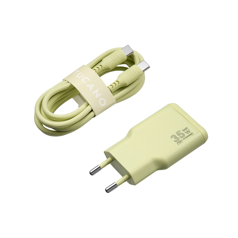 Imagem 0 de Carregador Parede Tucano - Power Kit GaN 35W + Cabo USB-C - Citrus