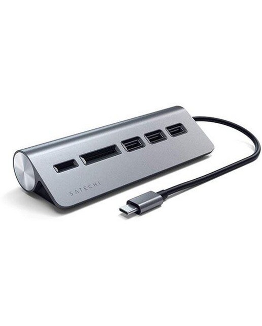 Imagem 0 de Adaptador HUB Satechi USB-C, Leitor de Cartões - Space Grey