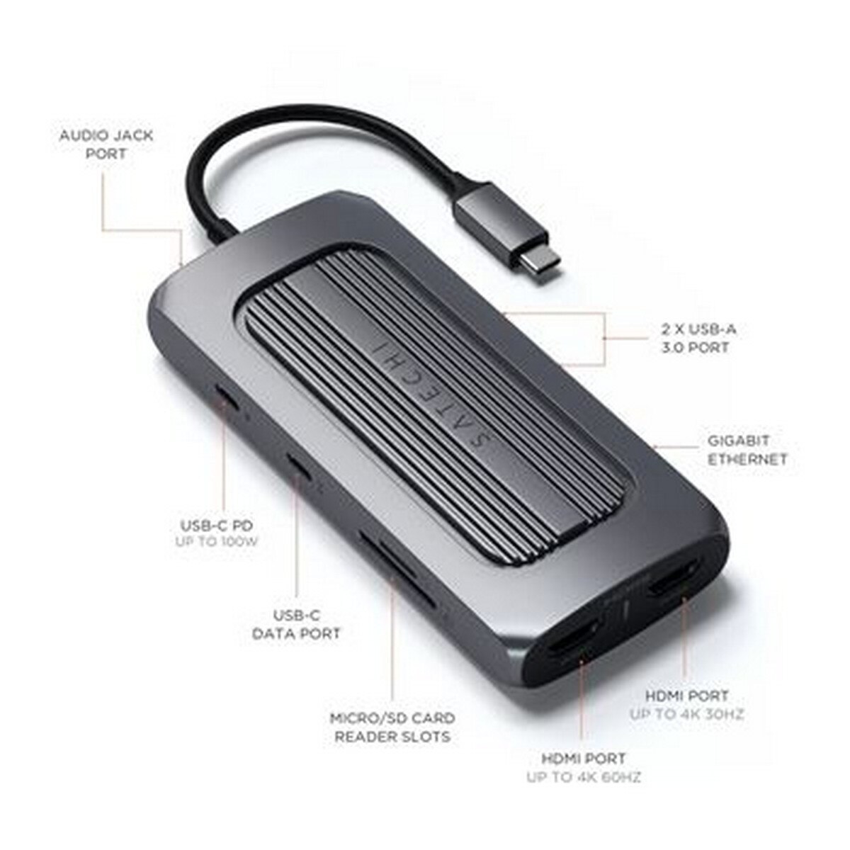 Adaptador Satechi USB-C Multiportas - Space Grey 2