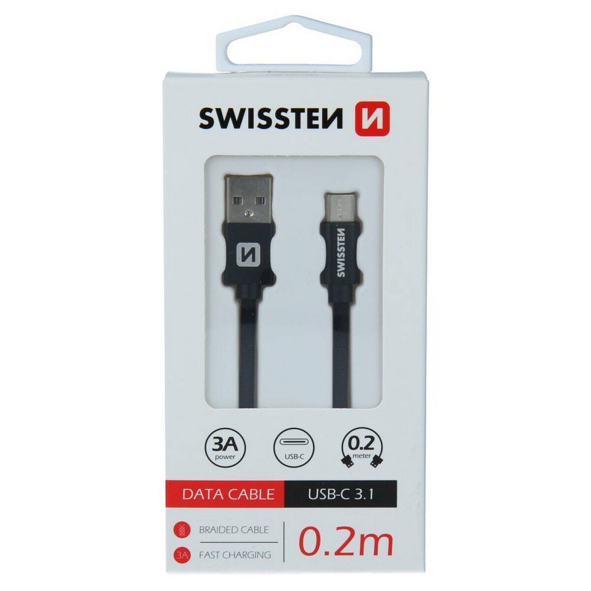 Cabo Swissten Textile USB-A para USB-C 3A 0.2m - Preto 6