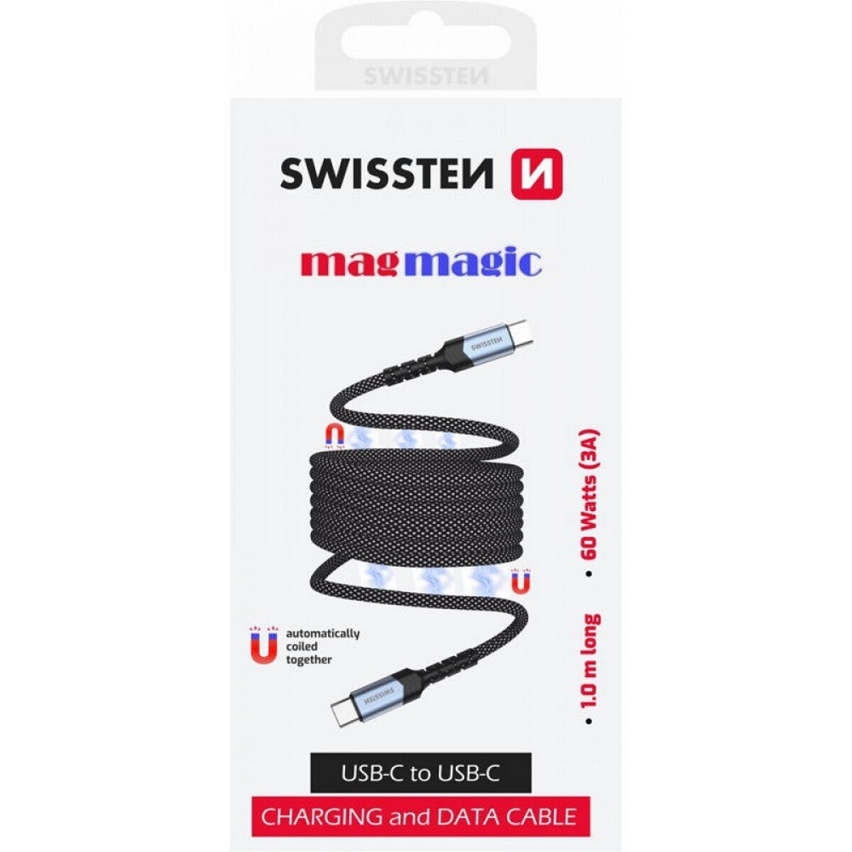 Cabo Magnético Swissten USB-C para USB-C 1m - Preto 3