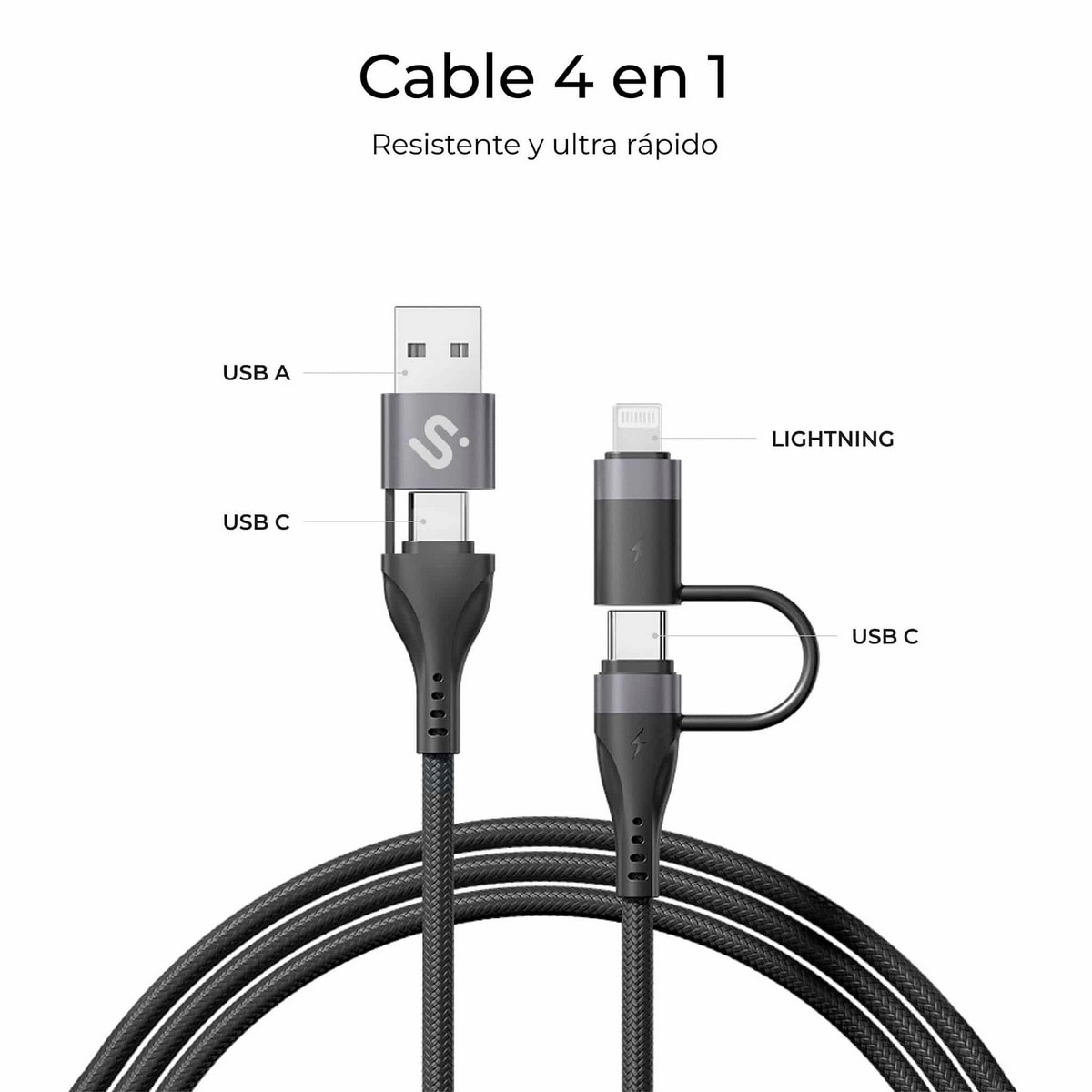 Cabo Subblim Top 4In1 60W C-C-L-A 1m Branco-3