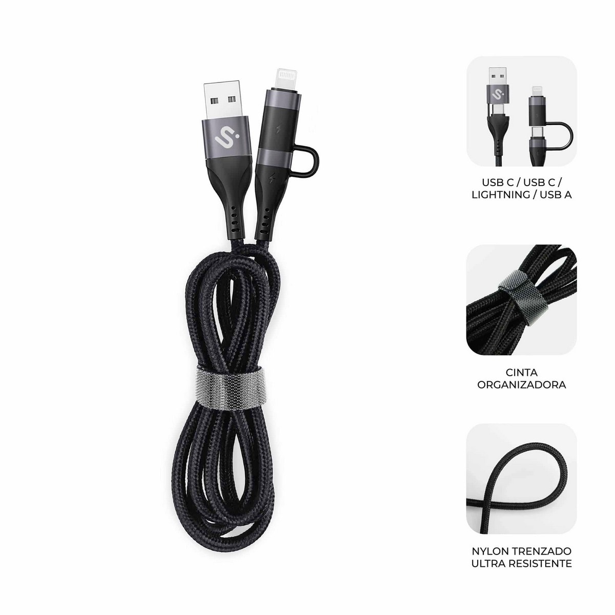Cabo Subblim Top 4In1 60W C-C-L-A 1m Branco-5