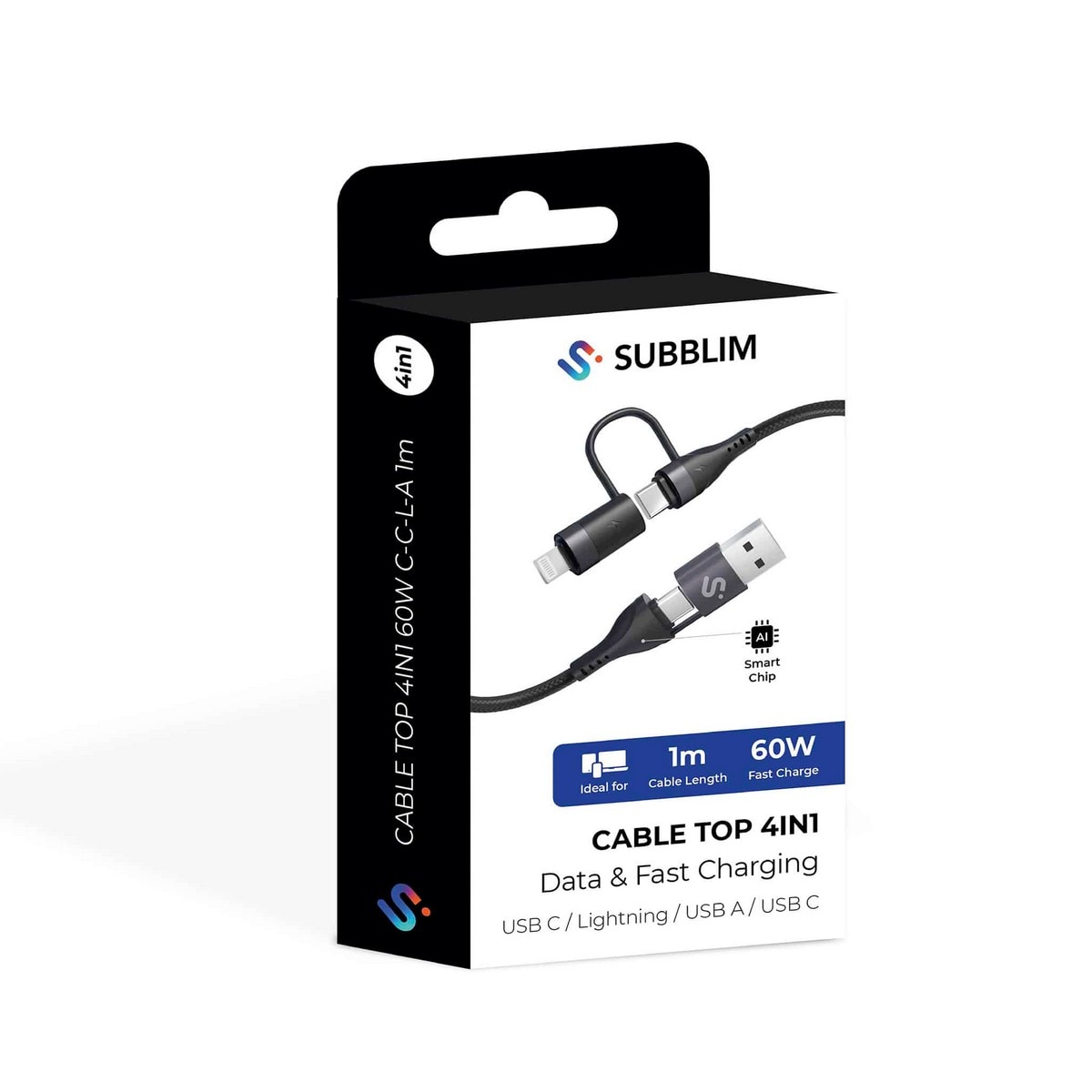 Cabo Subblim Top 4In1 60W C-C-L-A 1m Branco-6